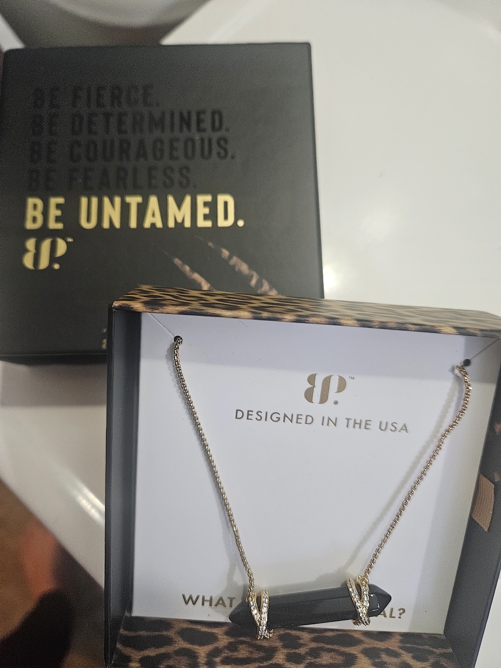 Be Untamed Gold-Tone Black Pendant Necklace